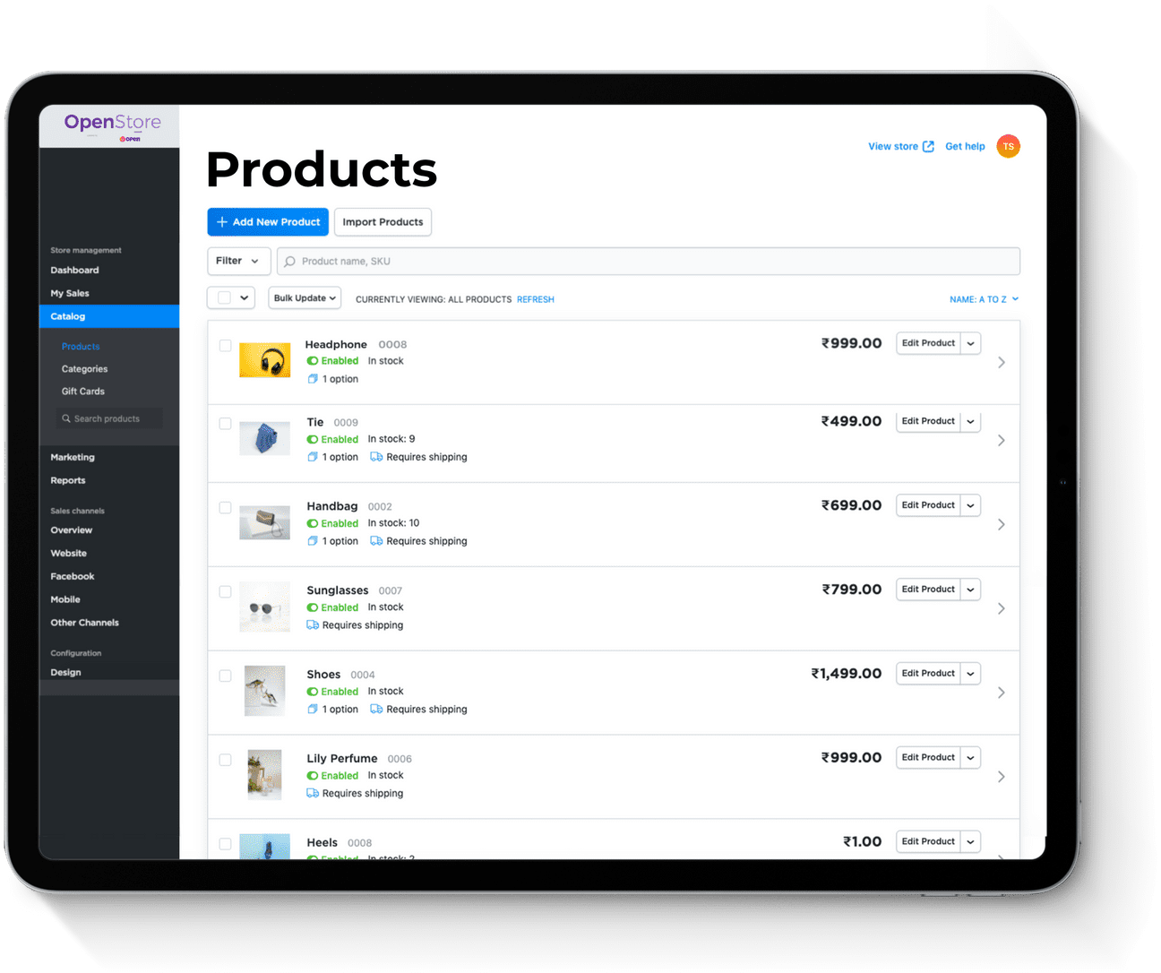 OpenStore | Add & modify products 
